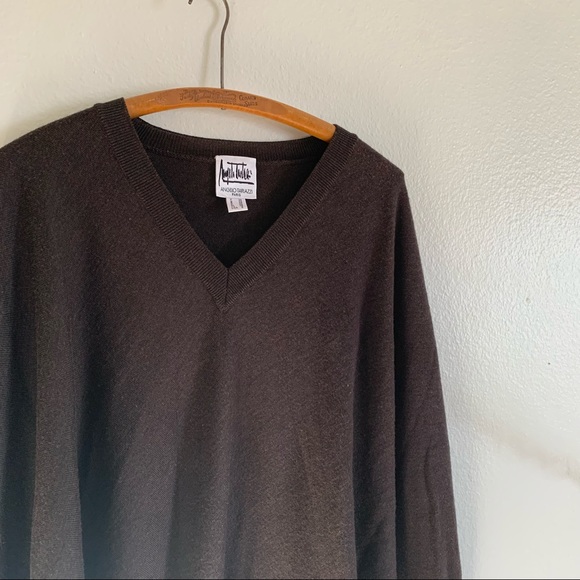 Angelo Tarlazzi Dark Brown Oversized V-Neck Sweater sz 6 - Picture 3 of 7